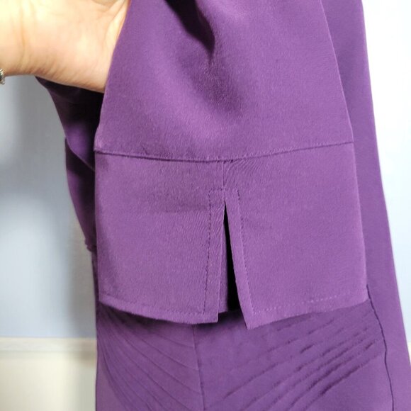 Dressbarn Medium Deep Purple Semi Fitted Button Up Longsleeve Dressy Office Top - Picture 5 of 11